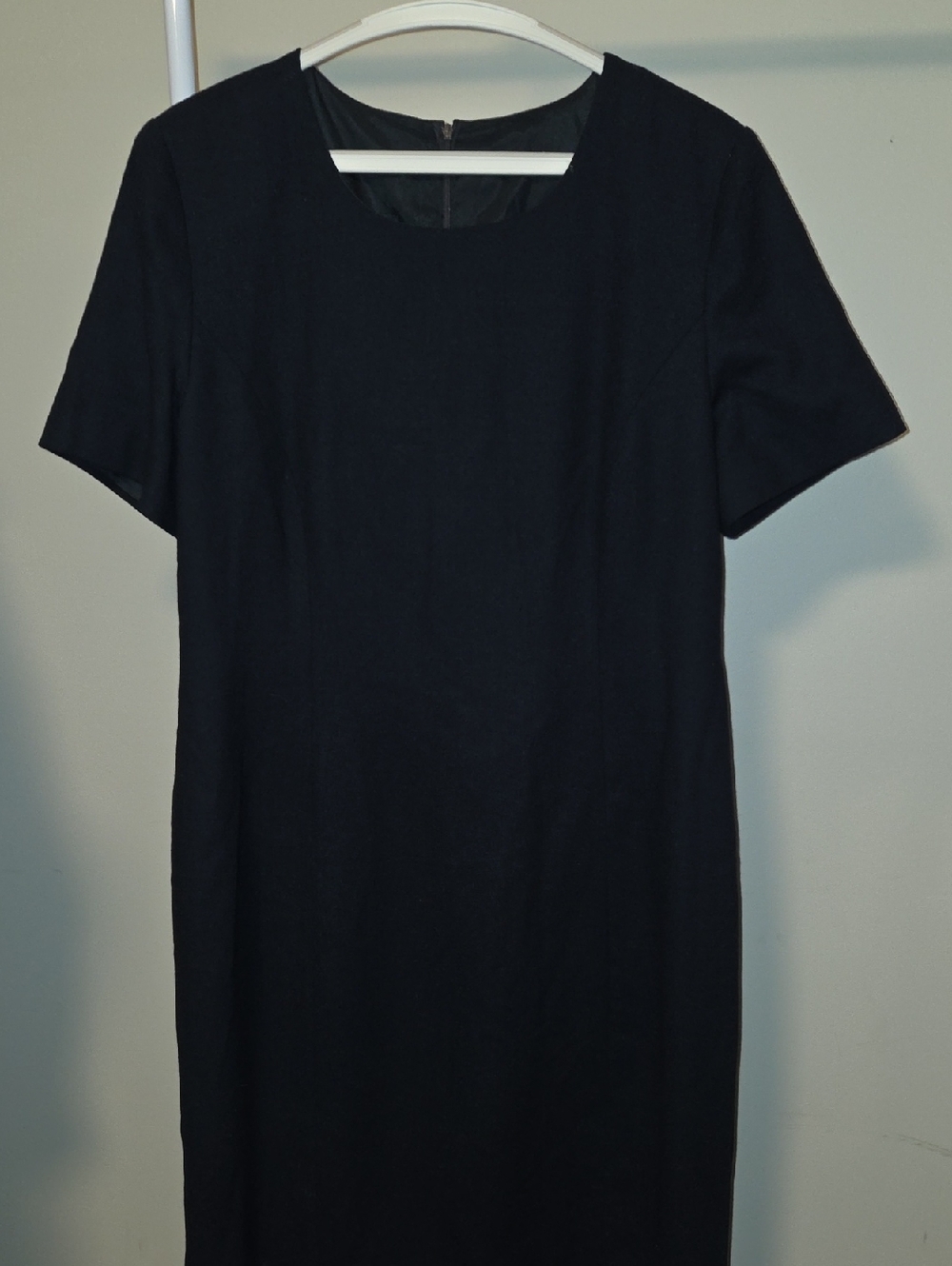 D'Oraz Womens Black 100% Wool Sheath Dress Size 14 Short Sleeve Classic Career
